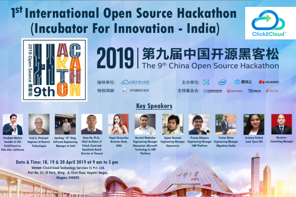 Click2Cloud's Events- International Hackathon 2019 on Opensource with China OpenStack community.