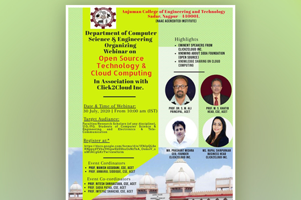 Click2Cloud's Events- Open Source Technology Webinar at Anjuman College of Engineering & Technology, Nagpur