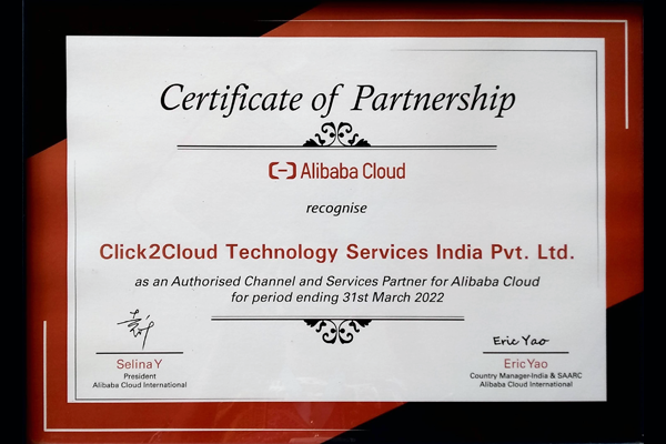 Click2Cloud's Achievements- Partnership with Alibaba Cloud